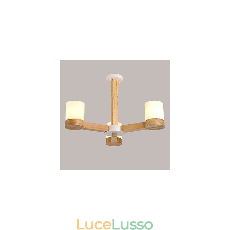 Lampadario a 3 luci moderno contemporaneo tradizionale classico vintage country legno caratteristica per legno