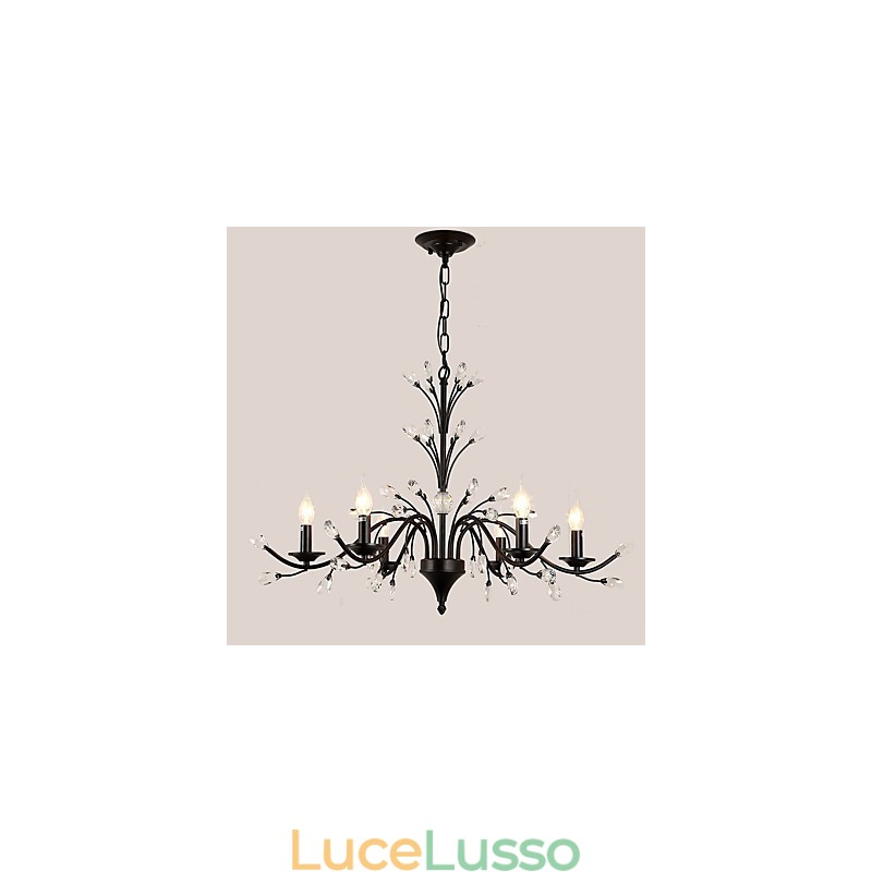 Lampadario di cristallo a 6 luci, moderno, contemporaneo, tradizionale, classico, vintage, retrò, country, dipinto, caratteristica