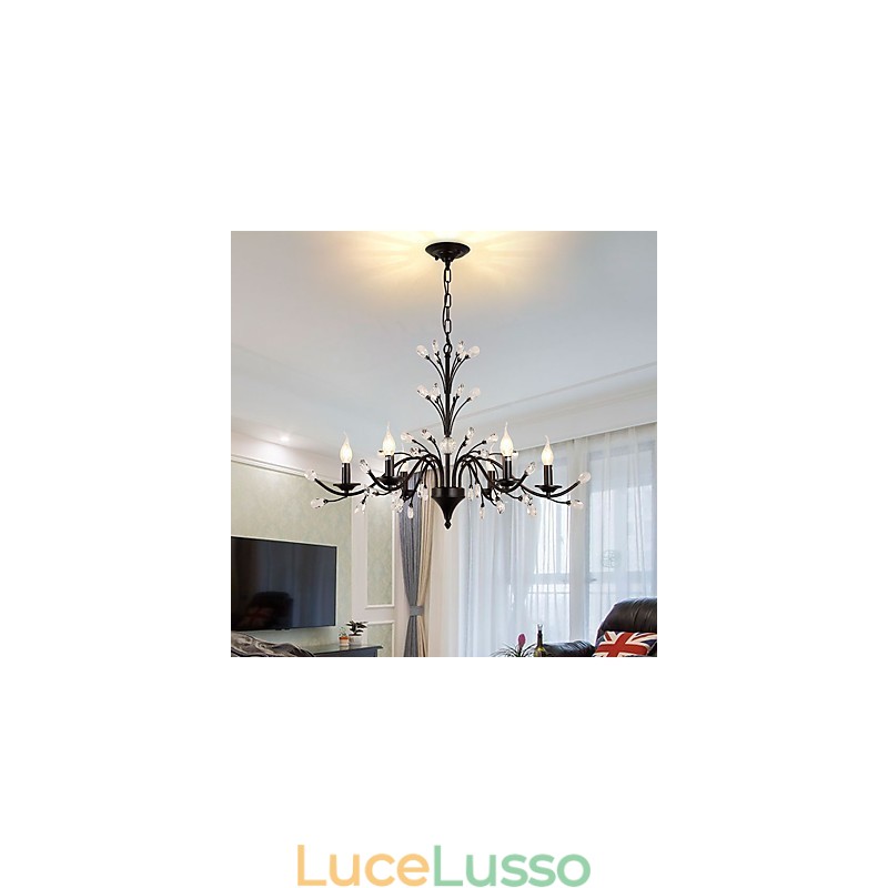 Lampadario di cristallo a 6 luci, moderno, contemporaneo, tradizionale, classico, vintage, retrò, country, dipinto, caratteristica