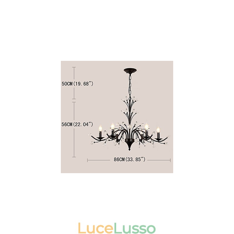 Lampadario di cristallo a 6 luci, moderno, contemporaneo, tradizionale, classico, vintage, retrò, country, dipinto, caratteristica