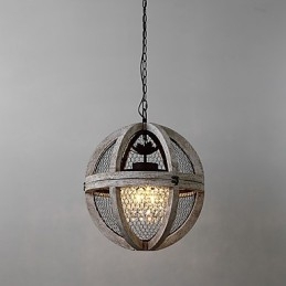 Lampadario in legno colorato vintage in metallo americano industriale da loft, lampada a sospensione decorativa per interni