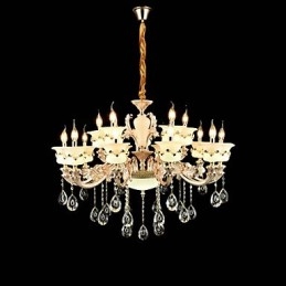 Tradizionale classico in lega di zinco caratteristica per cristallo mini stile metallo interni giardino 15 lampadine lampadario