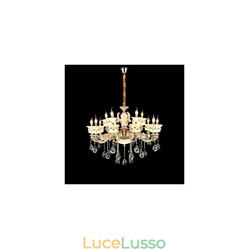 Tradizionale classico in lega di zinco caratteristica per cristallo mini stile metallo interni giardino 15 lampadine lampadario
