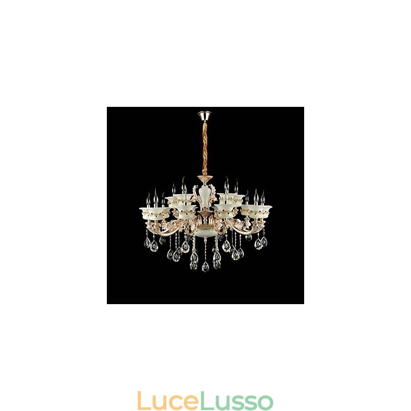 Tradizionale classico in lega di zinco caratteristica per cristallo mini stile metallo interni giardino 15 lampadine lampadario