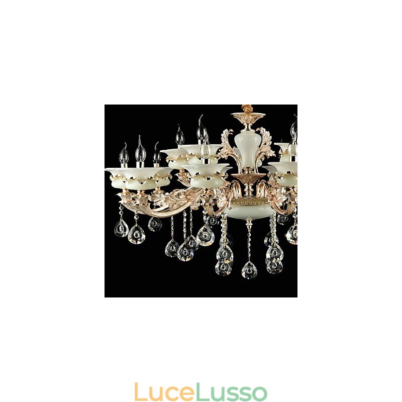 Tradizionale classico in lega di zinco caratteristica per cristallo mini stile metallo interni giardino 15 lampadine lampadario