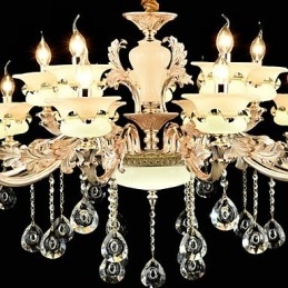 Tradizionale classico in lega di zinco caratteristica per cristallo mini stile metallo interni giardino 15 lampadine lampadario