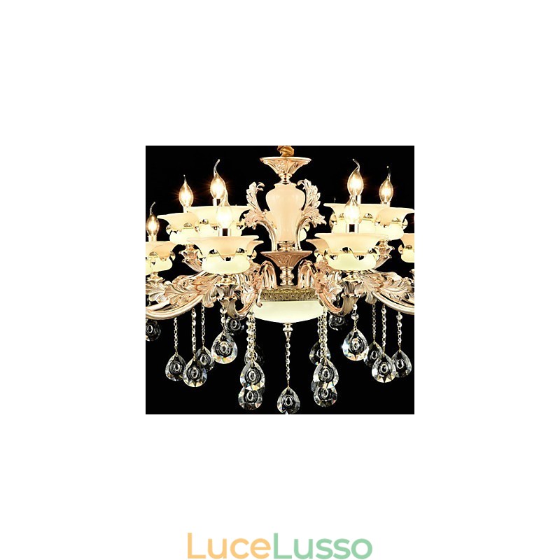 Tradizionale classico in lega di zinco caratteristica per cristallo mini stile metallo interni giardino 15 lampadine lampadario