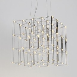Lampadario moderno in acciaio inox, illuminazione loft