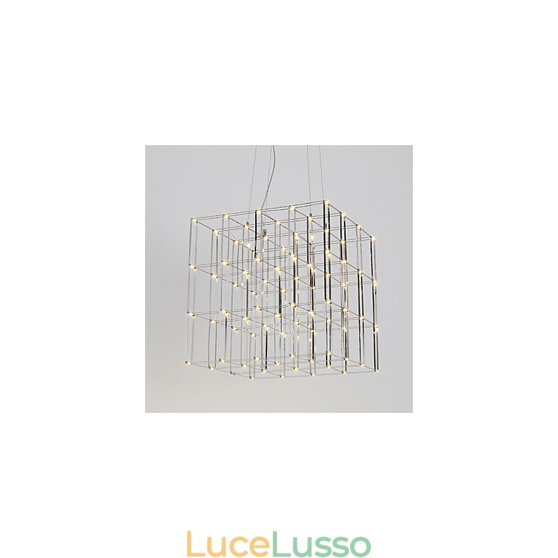 Lampadario moderno in acciaio inox, illuminazione loft