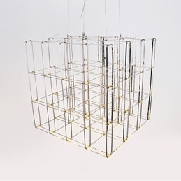 Lampadario moderno in acciaio inox, illuminazione loft