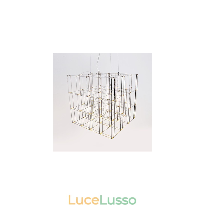 Lampadario moderno in acciaio inox, illuminazione loft