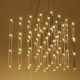 Lampadario moderno in acciaio inox, illuminazione loft