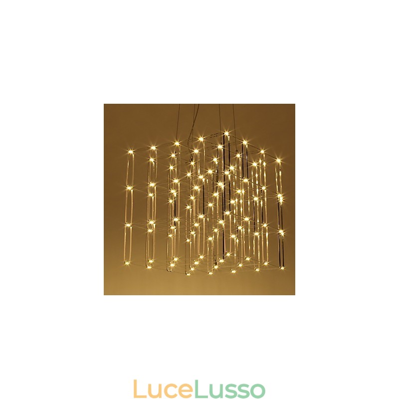 Lampadario moderno in acciaio inox, illuminazione loft