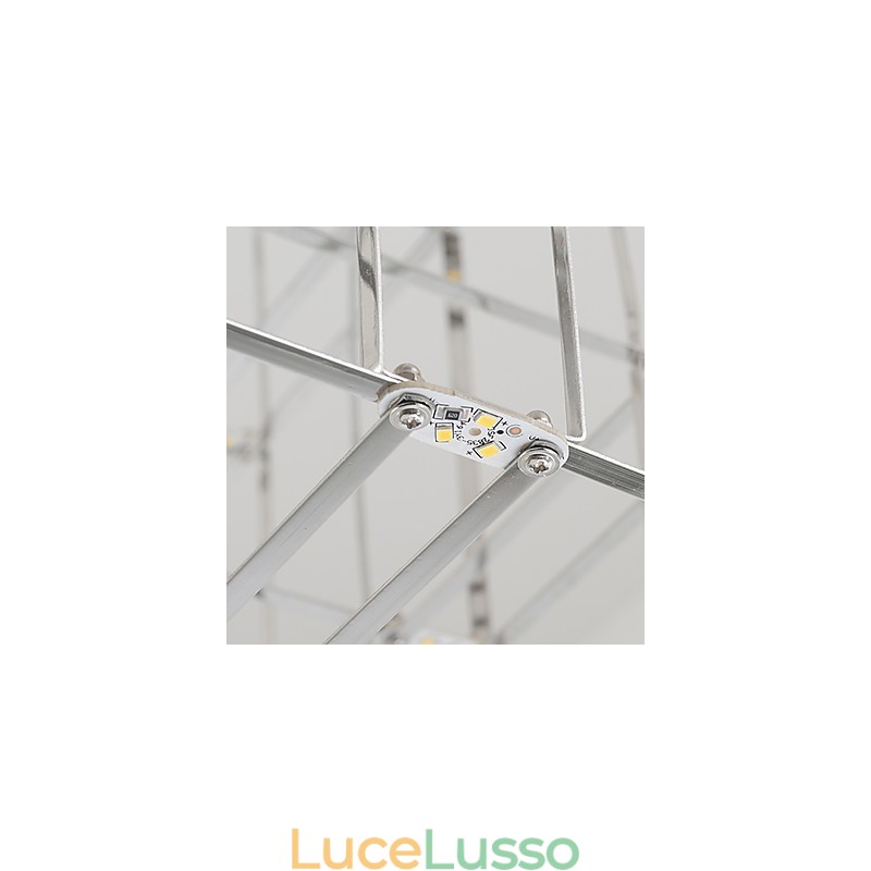 Lampadario moderno in acciaio inox, illuminazione loft