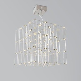 Lampadario moderno in acciaio inox, illuminazione loft