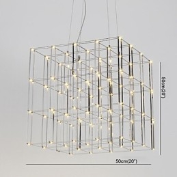 Lampadario moderno in acciaio inox, illuminazione loft
