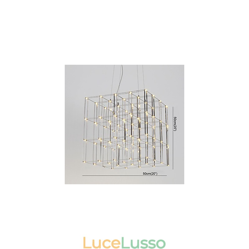 Lampadario moderno in acciaio inox, illuminazione loft
