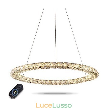 Lampadario a sospensione in cristallo ad anello, moderno lampadario in cristallo, luci da soffitto, lampade da interno, dimmerabili con telecomando Lampadario a sospensione in cristallo ad anello, moderno lampadario in cristallo, luci da soffitto, lampade da interno, dimmerabili con telecomando
