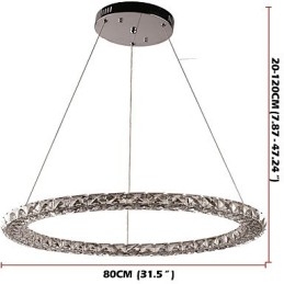 Lampadario a sospensione in cristallo ad anello, moderno lampadario in cristallo, luci da soffitto, lampade da interno, dimmerabili con telecomando