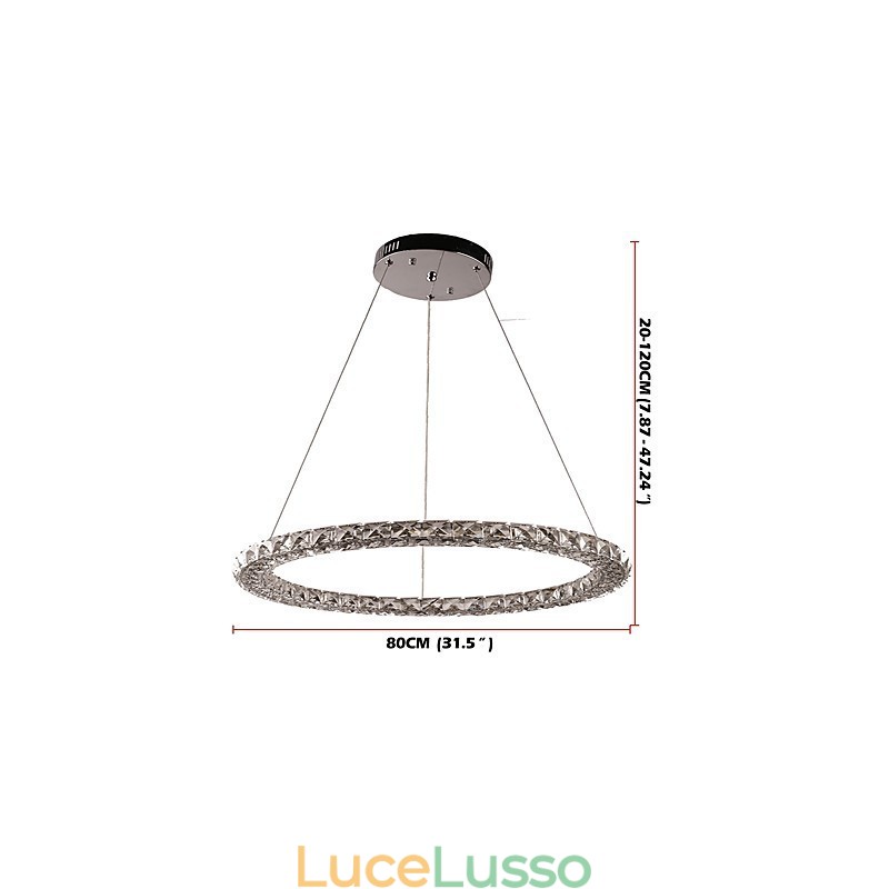 Lampadario a sospensione in cristallo ad anello, moderno lampadario in cristallo, luci da soffitto, lampade da interno, dimmerabili con telecomando