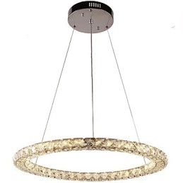 Lampadario a sospensione in cristallo ad anello, moderno lampadario in cristallo, luci da soffitto, lampade da interno, dimmerabili con telecomando
