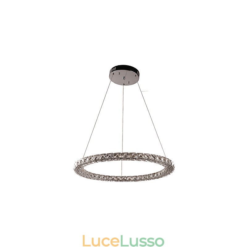Lampadario a sospensione in cristallo ad anello, moderno lampadario in cristallo, luci da soffitto, lampade da interno, dimmerabili con telecomando