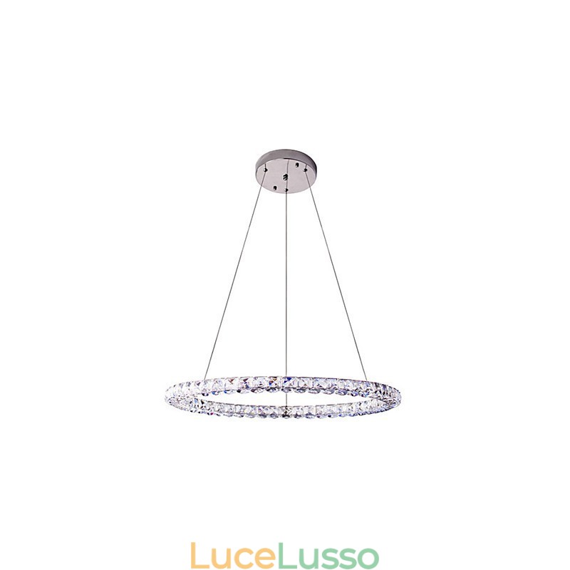 Lampadario a sospensione in cristallo ad anello, moderno lampadario in cristallo, luci da soffitto, lampade da interno, dimmerabili con telecomando