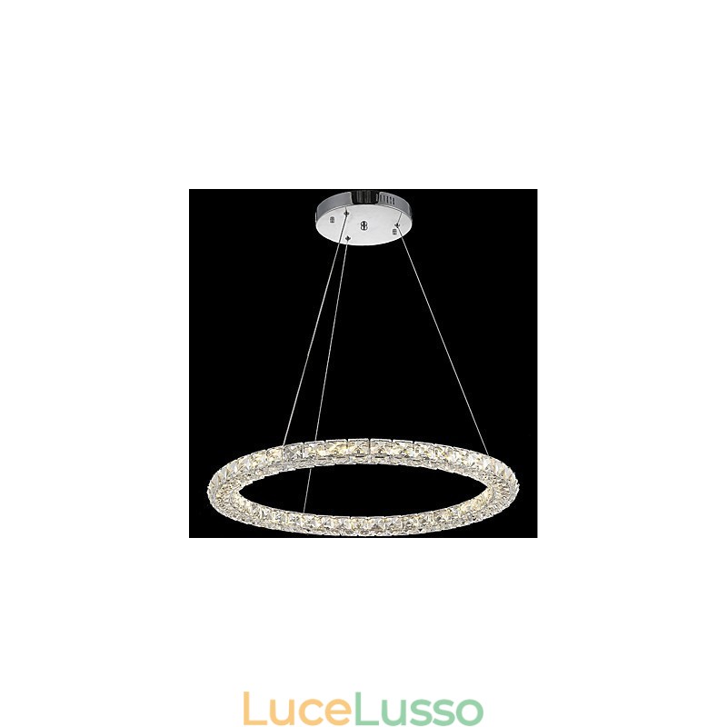 Lampadario a sospensione in cristallo ad anello, moderno lampadario in cristallo, luci da soffitto, lampade da interno, dimmerabili con telecomando