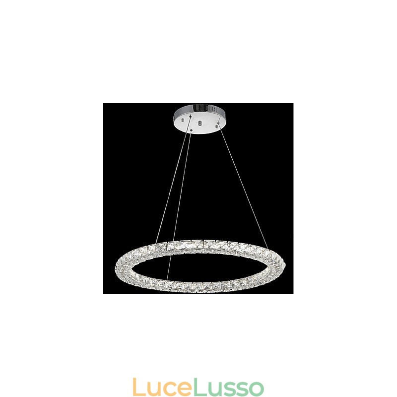 Lampadario a sospensione in cristallo ad anello, moderno lampadario in cristallo, luci da soffitto, lampade da interno, dimmerabili con telecomando
