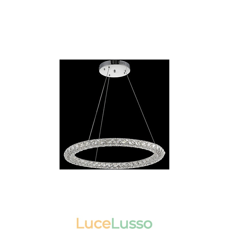 Lampadario a sospensione in cristallo ad anello, moderno lampadario in cristallo, luci da soffitto, lampade da interno, dimmerabili con telecomando