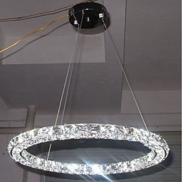 Lampadario a sospensione in cristallo ad anello, moderno lampadario in cristallo, luci da soffitto, lampade da interno, dimmerabili con telecomando
