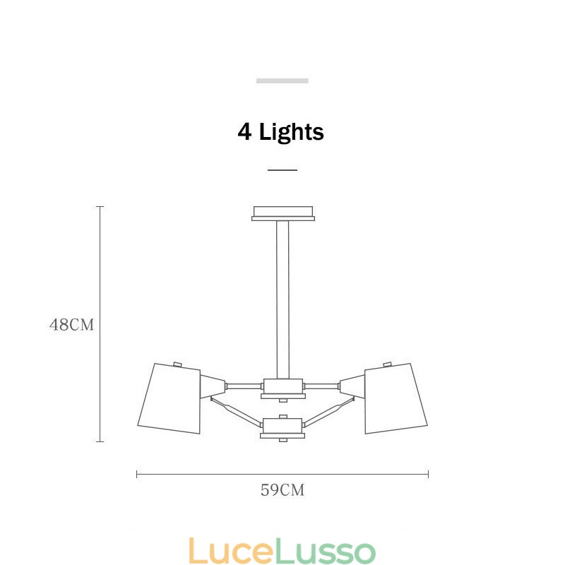 Lampadario in metallo con 4 luci multicolore in legno Macaron Vintage dipinto