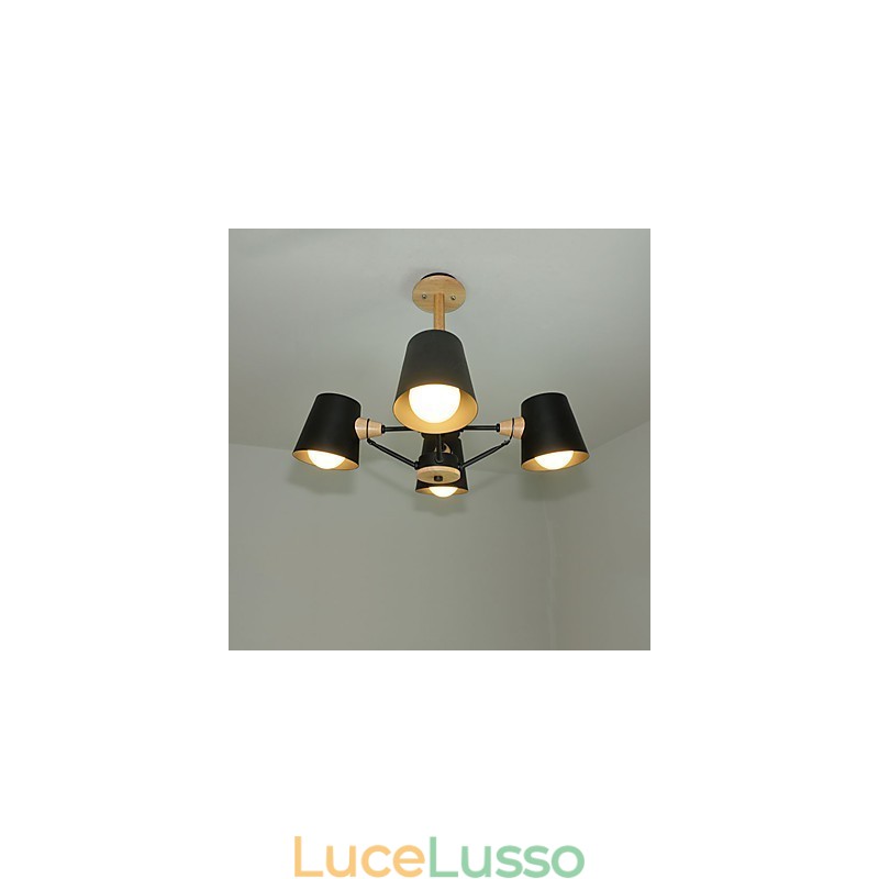 Lampadario in metallo con 4 luci multicolore in legno Macaron Vintage dipinto