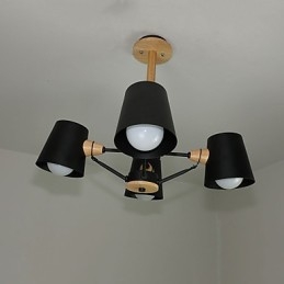 Lampadario in metallo con 4 luci multicolore in legno Macaron Vintage dipinto