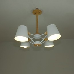 Lampadario in metallo con 4 luci multicolore in legno Macaron Vintage dipinto
