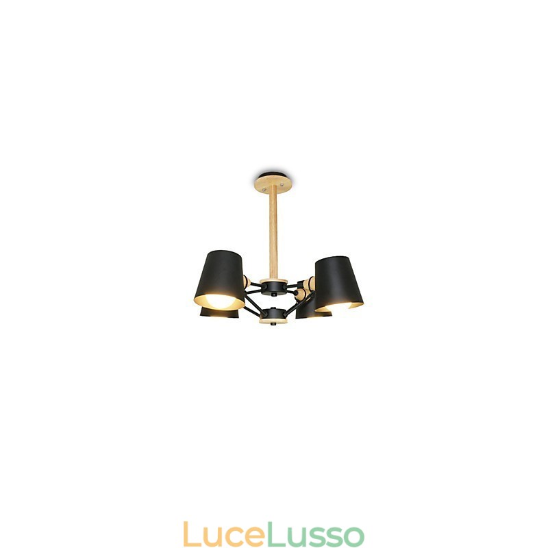 Lampadario in metallo con 4 luci multicolore in legno Macaron Vintage dipinto