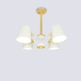 Lampadario in metallo con 4 luci multicolore in legno Macaron Vintage dipinto
