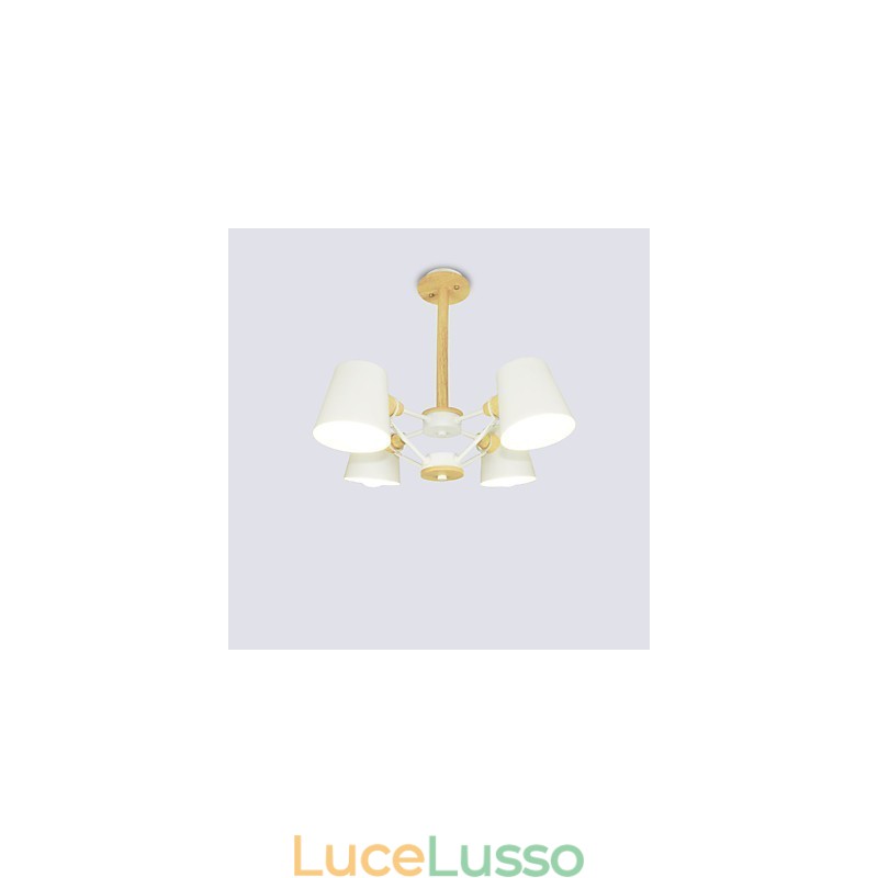 Lampadario in metallo con 4 luci multicolore in legno Macaron Vintage dipinto