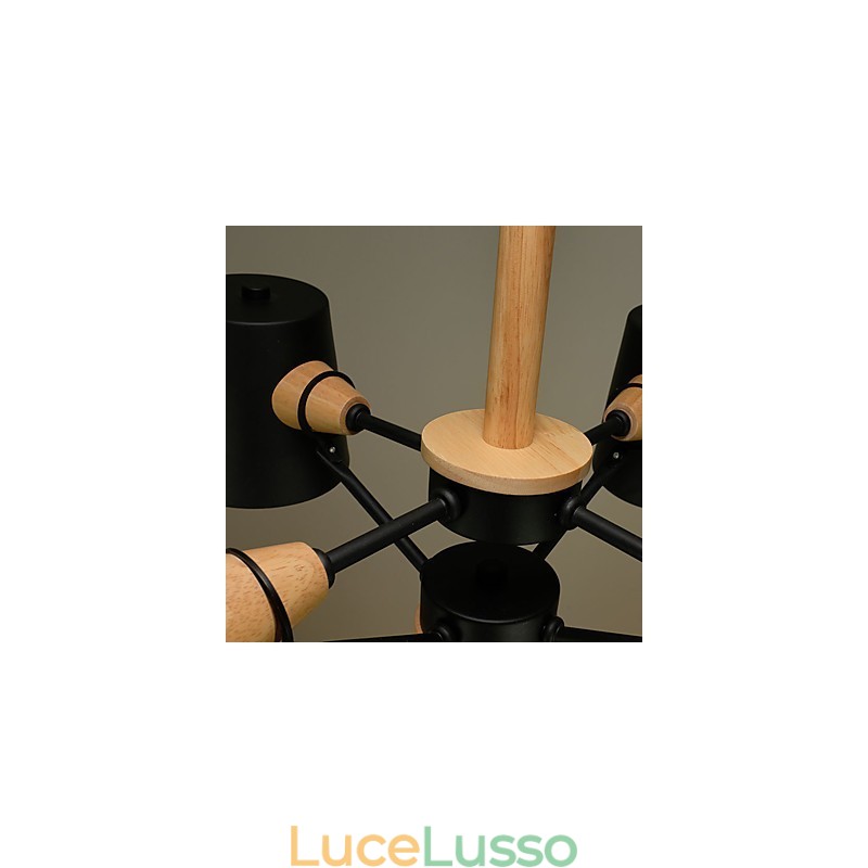 Lampadario in metallo con 4 luci multicolore in legno Macaron Vintage dipinto