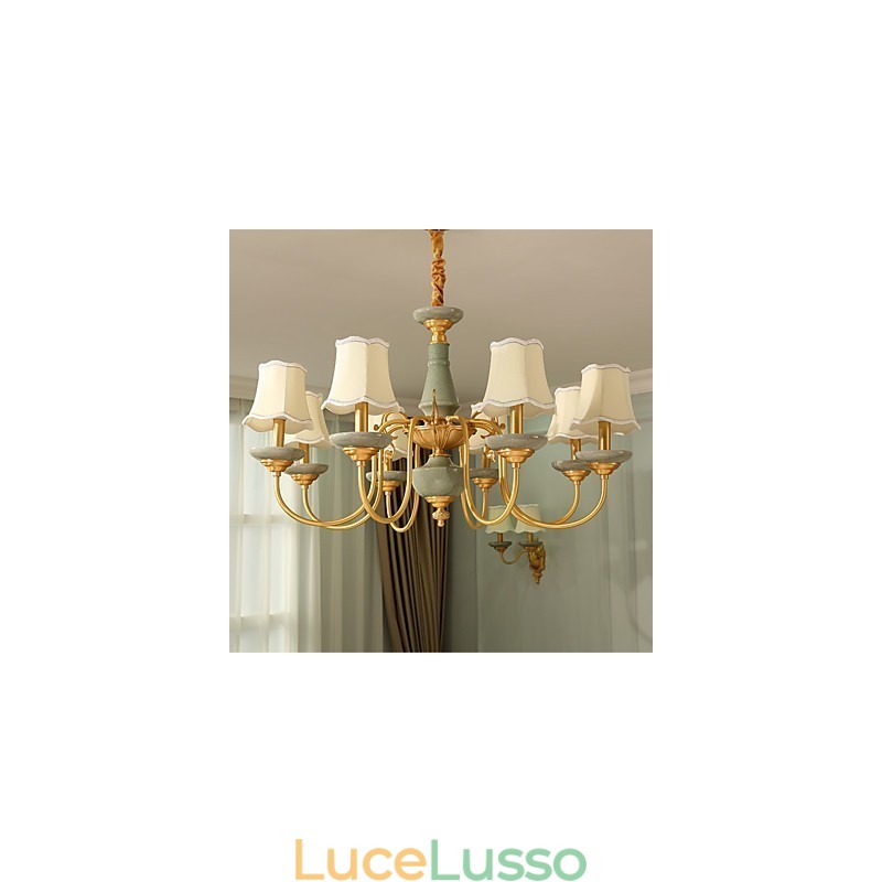 Lampadario tutto in rame Lampadario decorativo in giada KP8