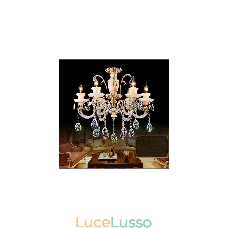 Lampada a sospensione in cristallo di giada di alta qualità europea Lampada a sospensione in lega di zinco Lampada a sospensione in cristallo di candela