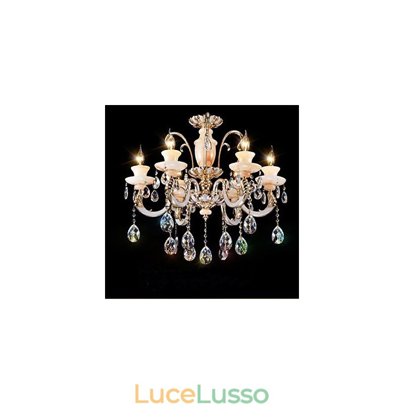 Lampada a sospensione in cristallo di giada di alta qualità europea Lampada a sospensione in lega di zinco Lampada a sospensione in cristallo di candela