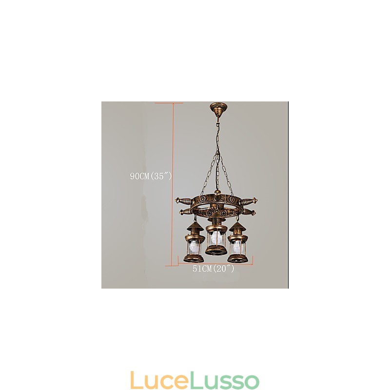 Rustic Lodge Vintage Retro Country Globe Painting Caratteristica per Mini Style Designers Lampadario in metallo