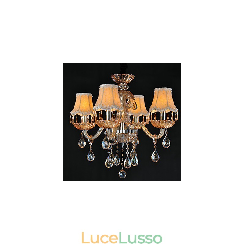 Lampadario in cristallo retrò in vetro 4 luci