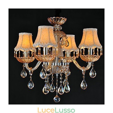 Lampadario in cristallo retrò in vetro 4 luci Lampadario in cristallo retrò in vetro 4 luci