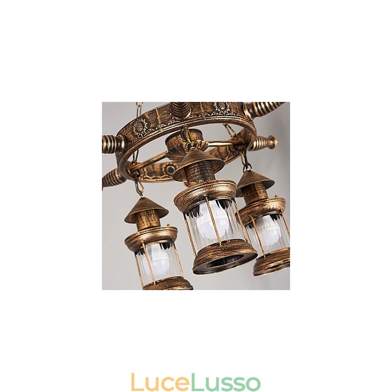 Rustic Lodge Vintage Retro Country Globe Painting Caratteristica per Mini Style Designers Lampadario in metallo