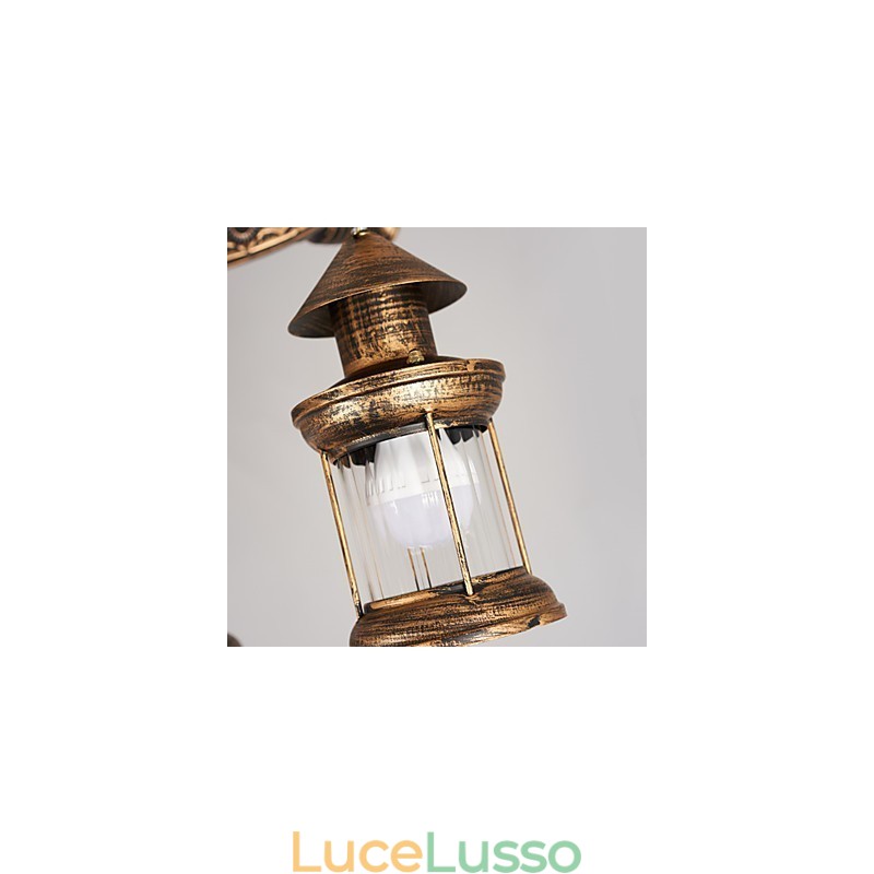 Rustic Lodge Vintage Retro Country Globe Painting Caratteristica per Mini Style Designers Lampadario in metallo