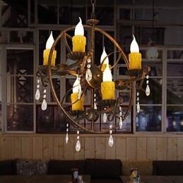 Rustic Lodge Vintage Retro Country Globe Painting Caratteristica per Mini Style Designers Lampadario in metallo