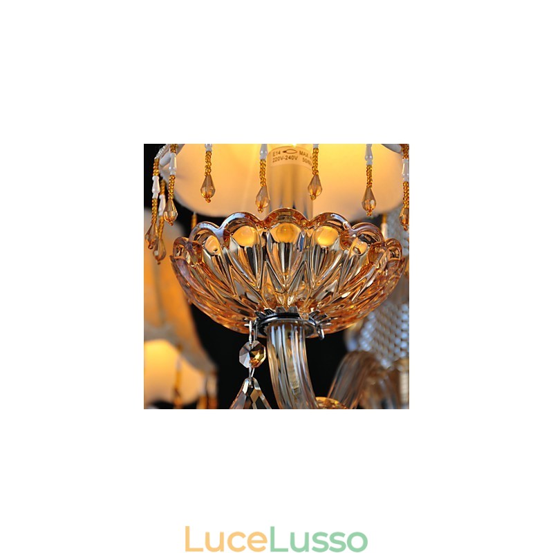 Lampadario in cristallo retrò in vetro 4 luci