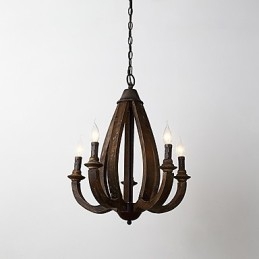 Lampadario in legno di bambù con caratteristica pittura vintage, stile mini, lampada a sospensione decorata
